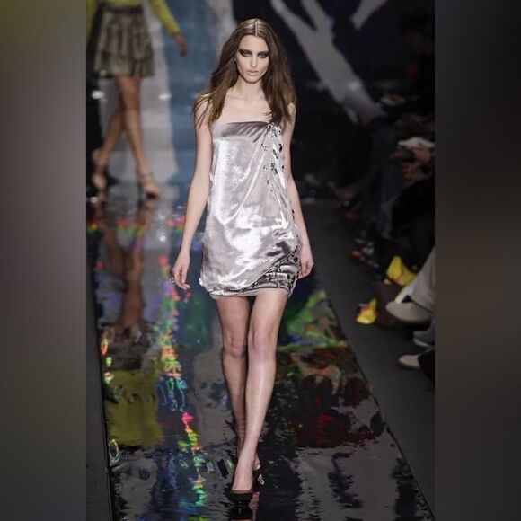 Diane Von Furstenberg Valetta Red Silk Blend Mini Dress One Shoulder Size 2 - Picture 16 of 16